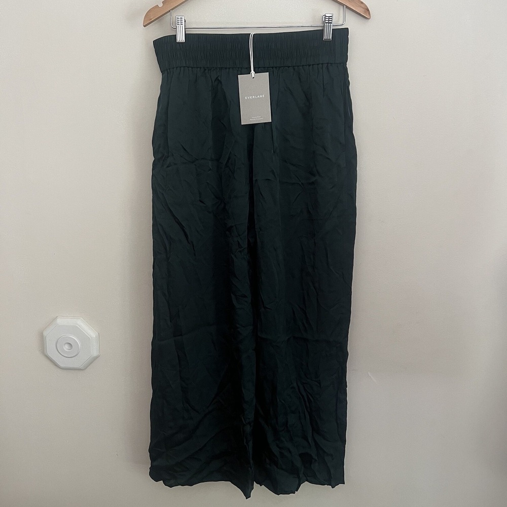 Everlane Flowy Wide Leg Stretchy Forest Green Pants Coastal Granddaughter SZ L